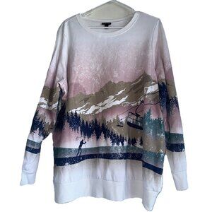 Torrid Ski Cozy Fleece Sweatshirt Plus Sz 3 Or 3X White Graphic Print Outdoors